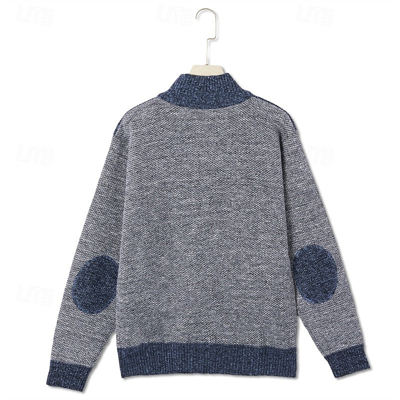Valdric | Herre strikjakke lynlås colorblock - Light Grey - Image 6