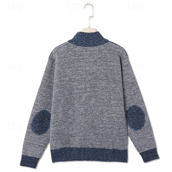 Valdric | Herre strikjakke lynlås colorblock - Light Grey - Image 6