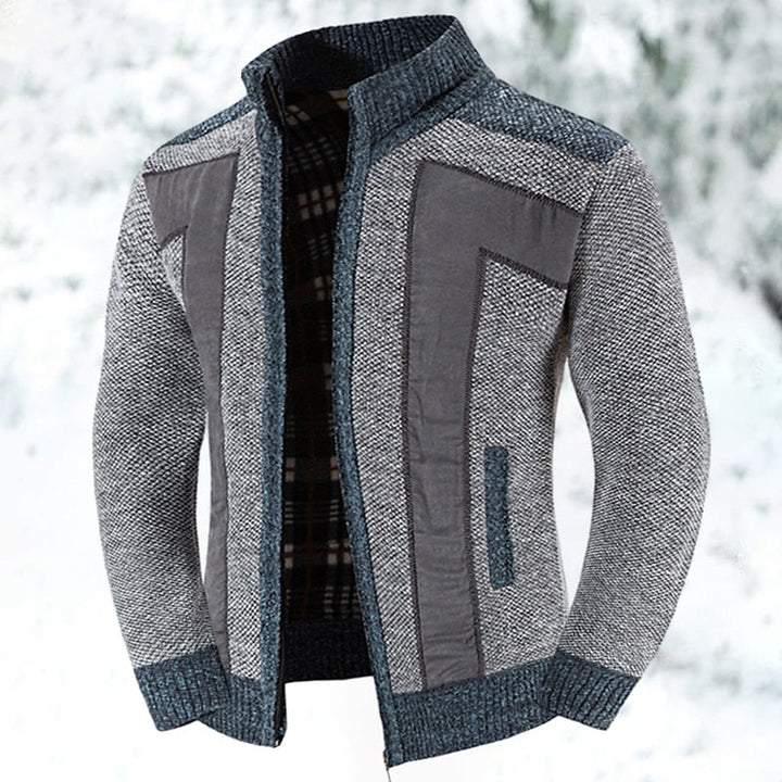 Valdric | Herre strikjakke lynlås colorblock - Light Grey - Image 8