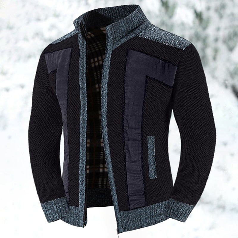 Valdric | Herre strikjakke lynlås colorblock - Light Grey - Image 9