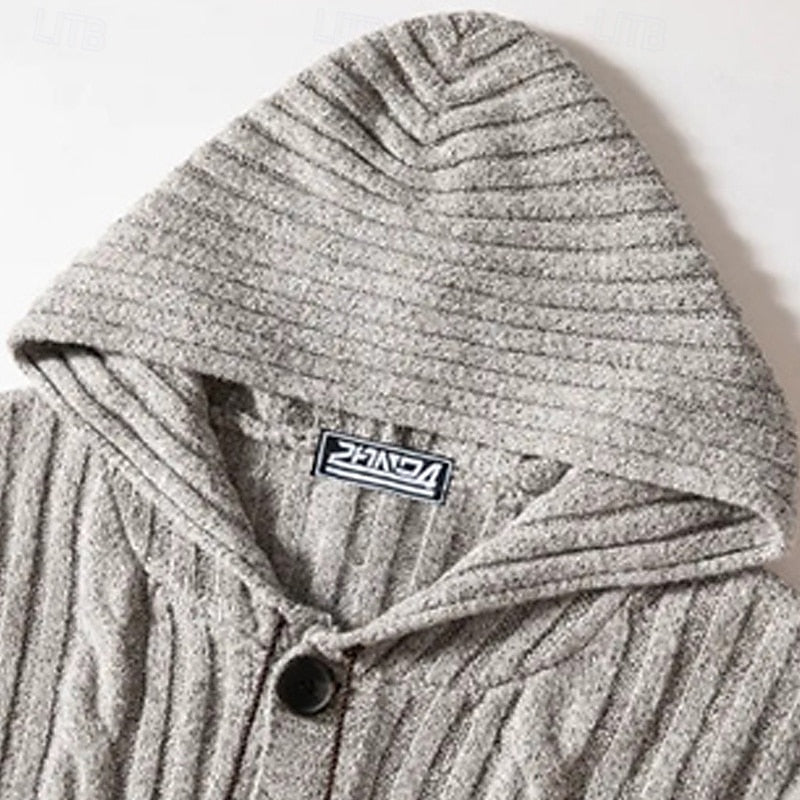 Valdwin | Herre striktrøje med hætte - Light Grey - Image 2