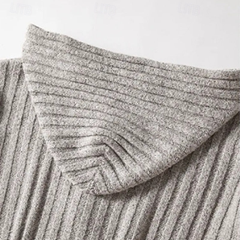Valdwin | Herre striktrøje med hætte - Light Grey - Image 3