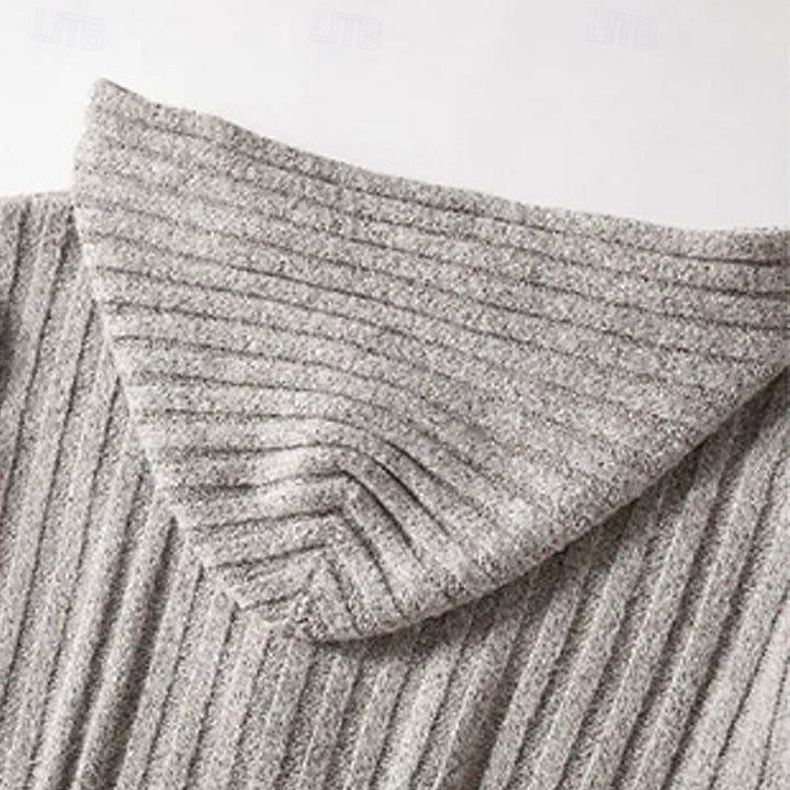 Valdwin | Herre striktrøje med hætte - Light Grey - Image 3
