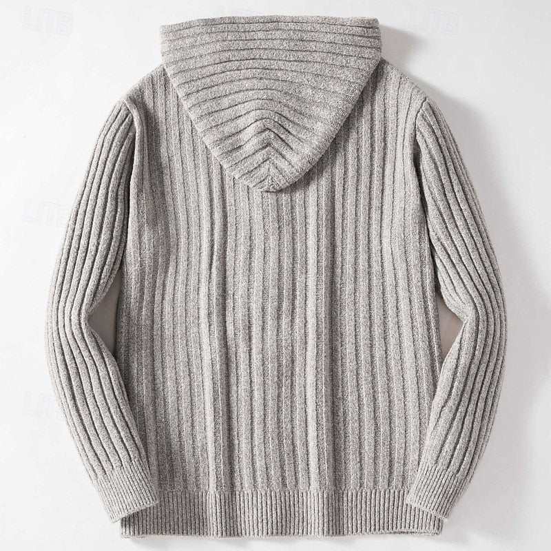 Valdwin | Herre striktrøje med hætte - Light Grey - Image 4