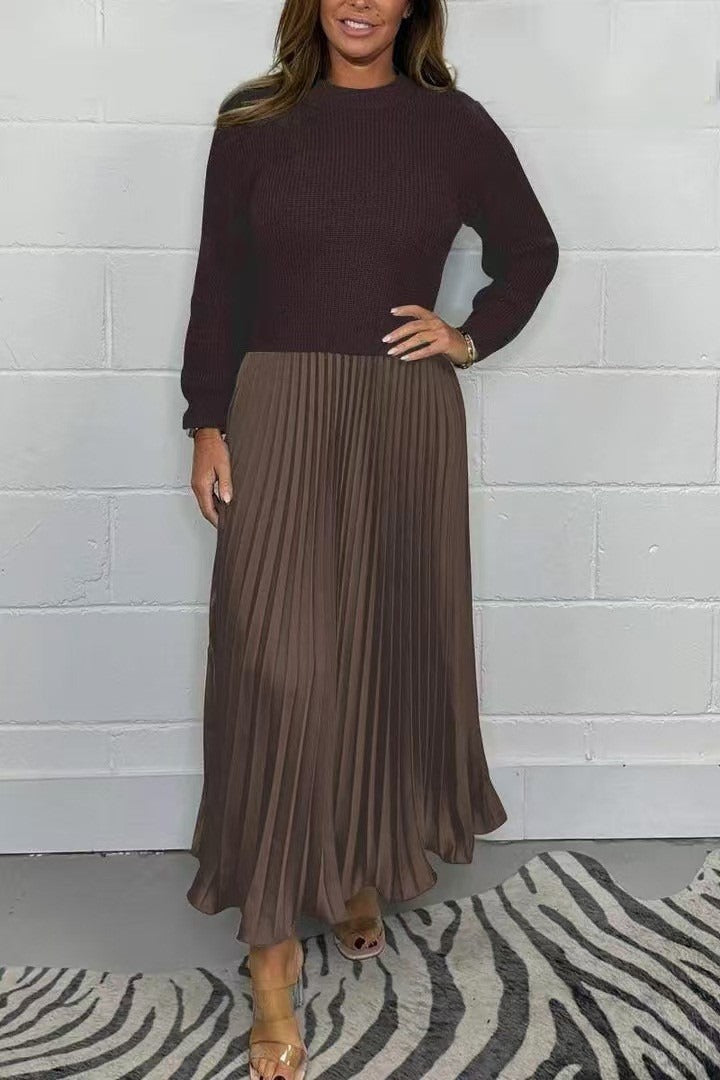Vellava | Dame Strikkjole Plisseret Midi - Navy - Image 10