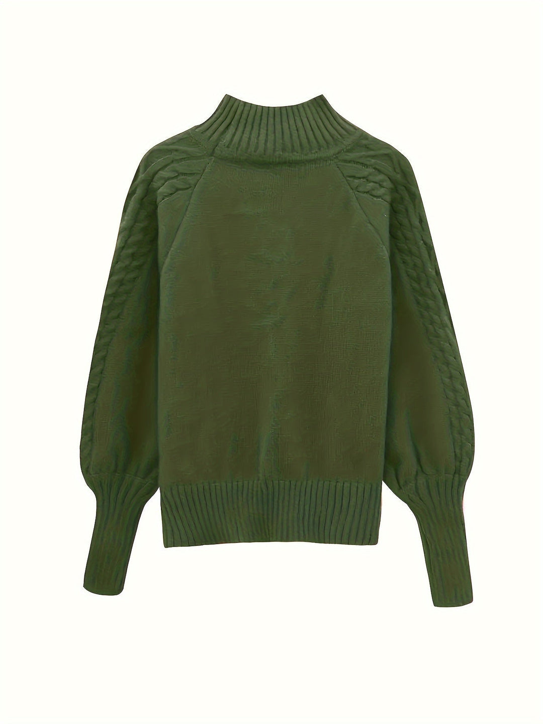 Vigdis | Dame Striktrøje Kabelstrik Rullekrave - Green - Image 6
