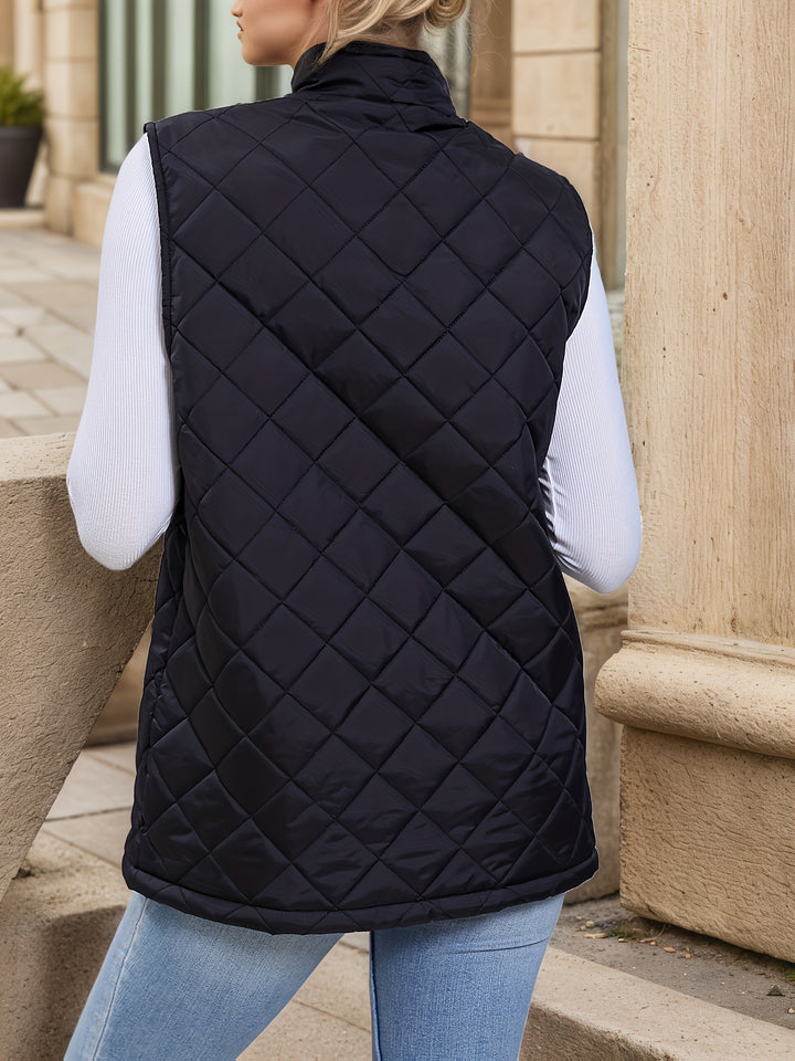 Vilda | Dame Quiltet Vest Vinterjakke Lang - Black - Image 2
