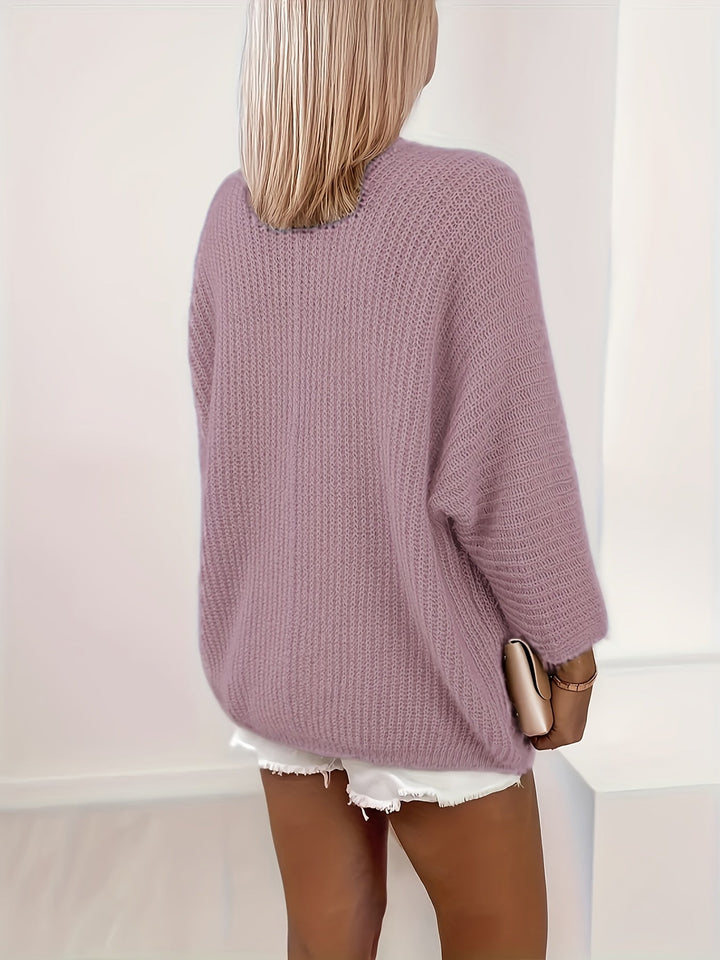 Vordana | Dame Strikket Cardigan Åben Front - Lilac - Image 7