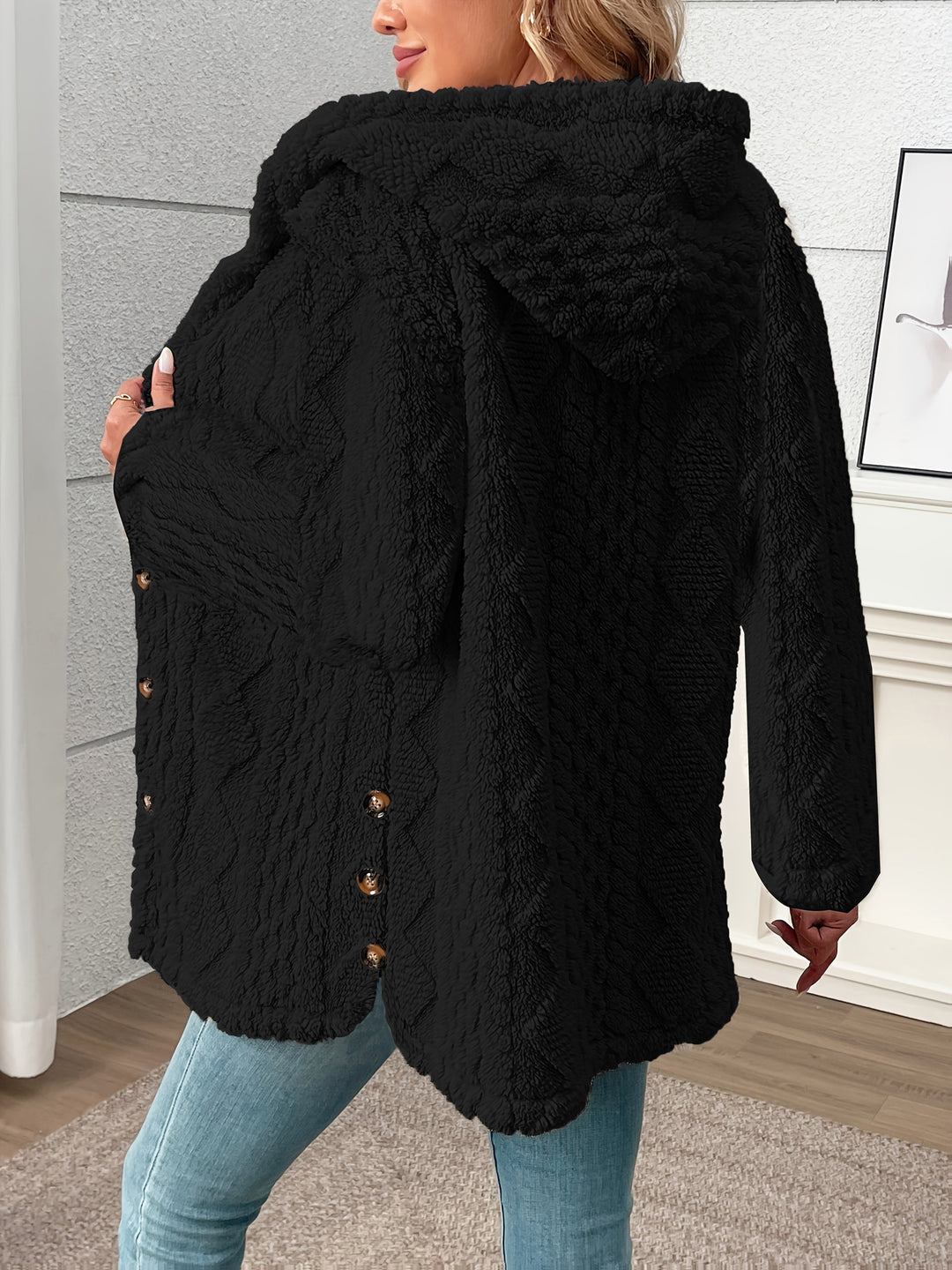 Vordis | Dame Fleecejakke med Hætte - Black - Image 2