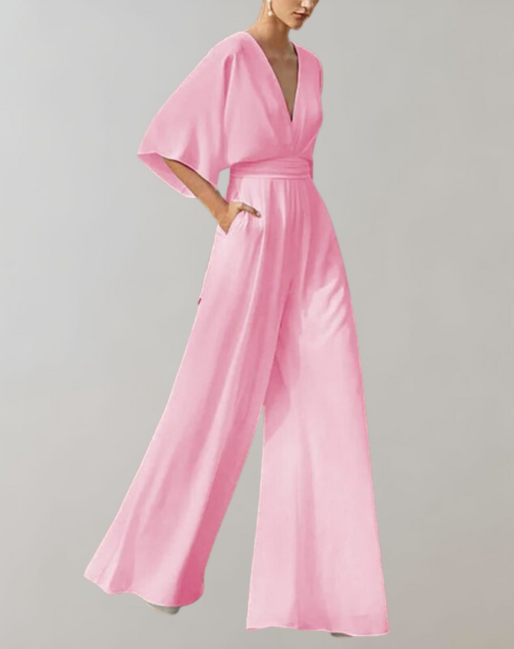 Vordvana | Dame Gallajakke Wide Leg Jumpsuit V-udskæring - White - Image 2