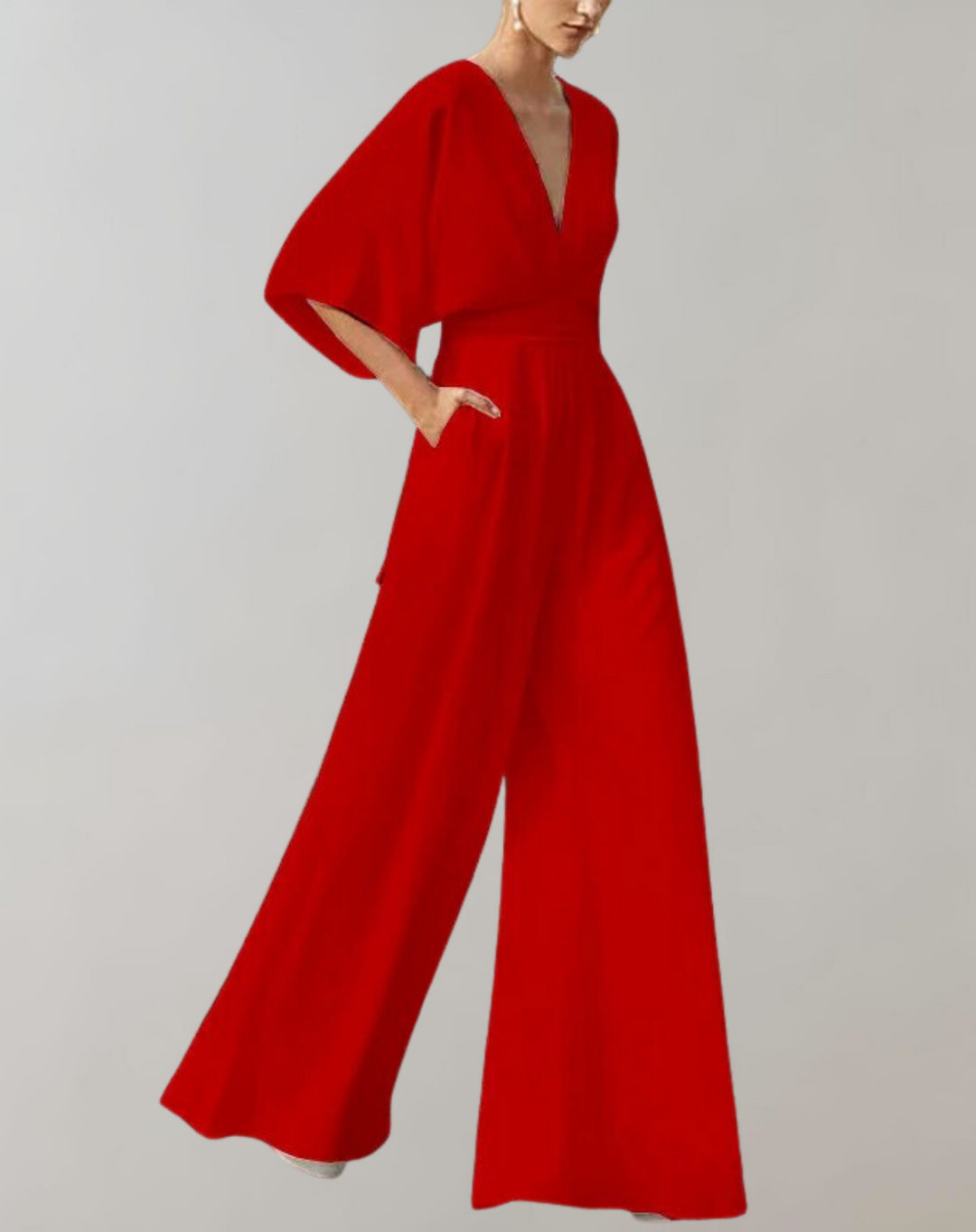 Vordvana | Dame Gallajakke Wide Leg Jumpsuit V-udskæring - White - Image 4