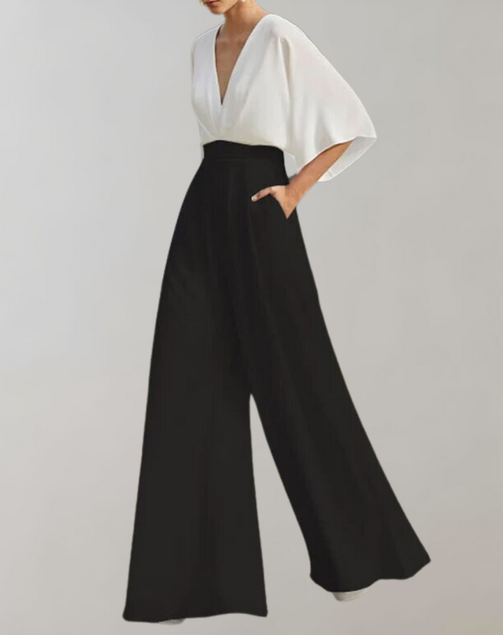 Vordvana | Dame Gallajakke Wide Leg Jumpsuit V-udskæring - White - Image 8