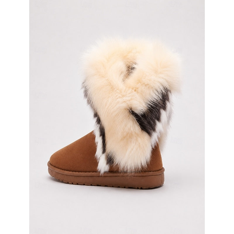 Vornelle | Dame Vinterstøvler med Fluffet Pelsekant - Camel - Image 3