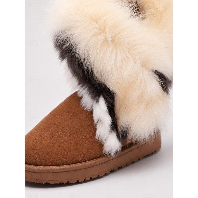 Vornelle | Dame Vinterstøvler med Fluffet Pelsekant - Camel - Image 4