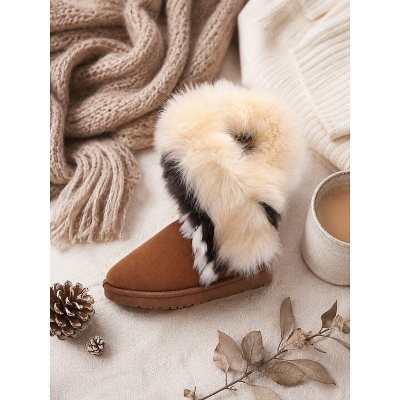 Vornelle | Dame Vinterstøvler med Fluffet Pelsekant - Camel - Image 5
