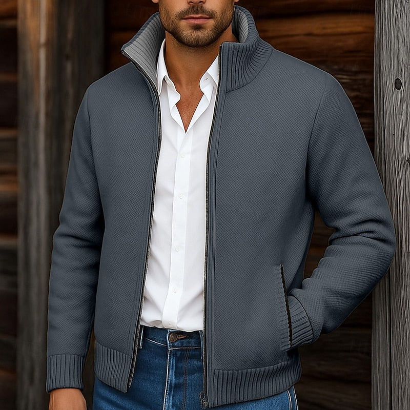 Walmund | Herre Strikjakke med Lynlås - Grey - Image 6