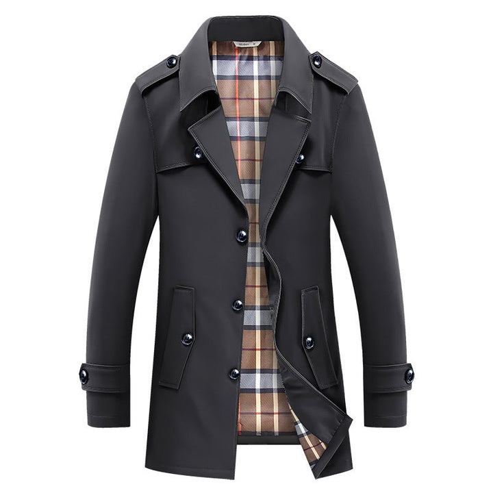 Walther | Herre Trenchcoat Klassisk Mellemlang Frakke - Dark Grey - Image 1