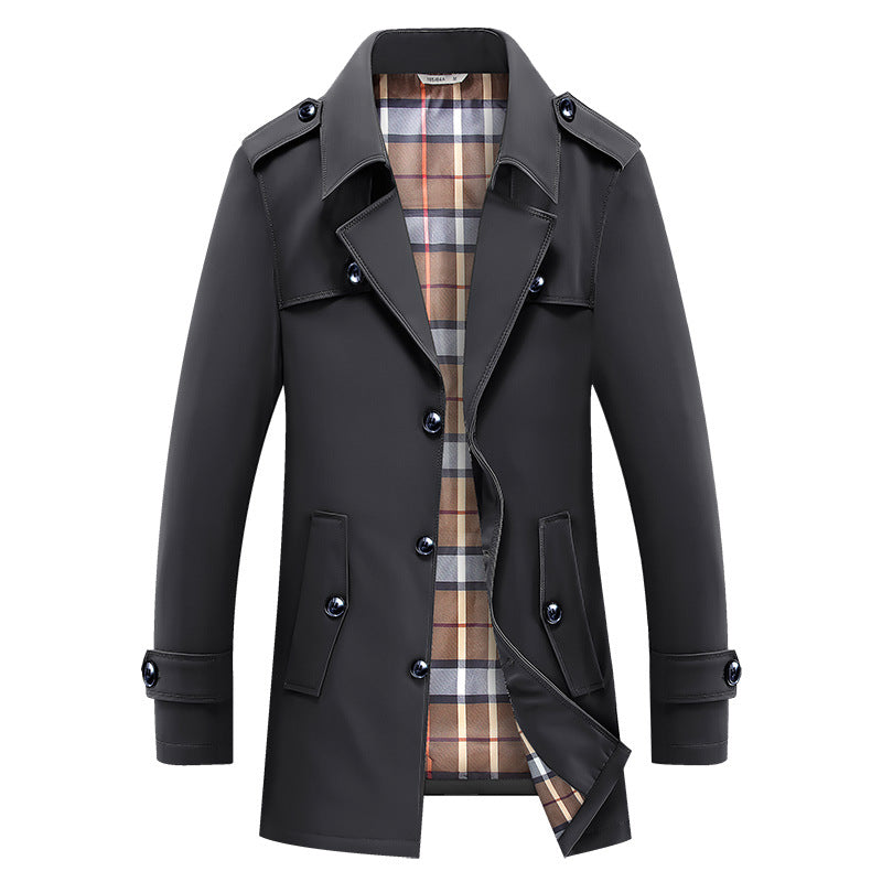 Walther | Herre Trenchcoat Klassisk Mellemlang Frakke - Dark Grey - Image 11
