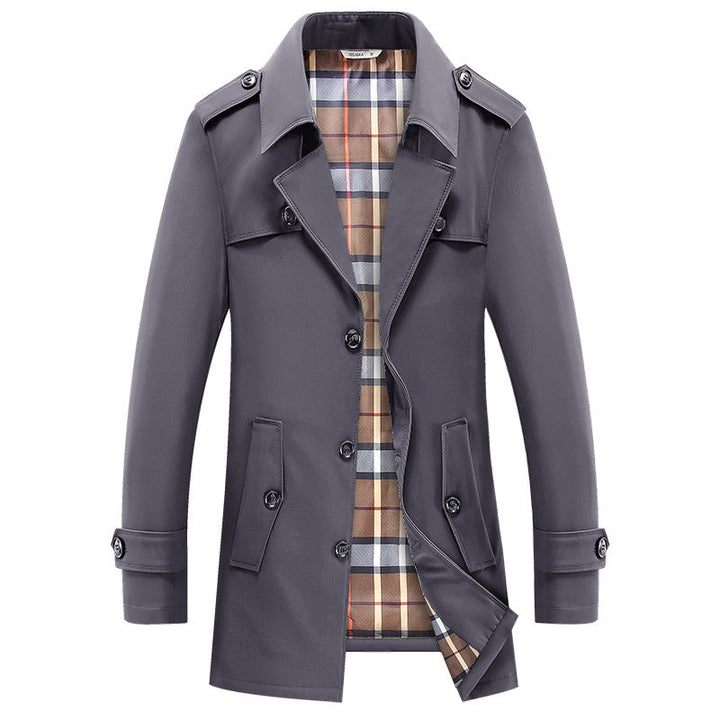Walther | Herre Trenchcoat Klassisk Mellemlang Frakke - Dark Grey - Image 9