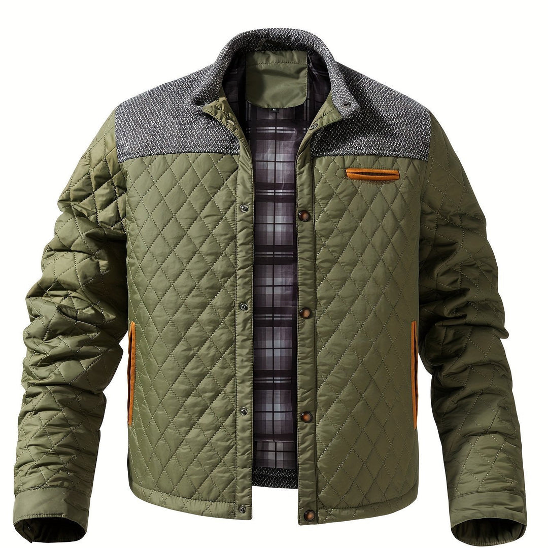 Wendelin | Herre Vinterjakke Quiltet Stehkrave - Olive Green - Image 1