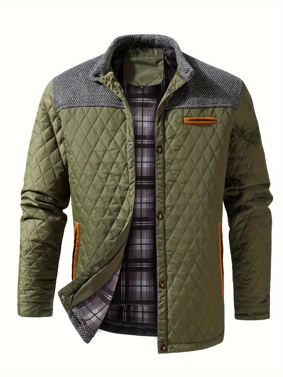 Wendelin | Herre Vinterjakke Quiltet Stehkrave - Olive Green - Image 3