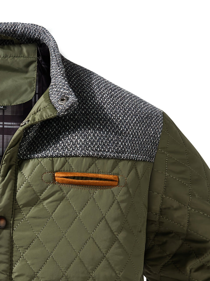 Wendelin | Herre Vinterjakke Quiltet Stehkrave - Olive Green - Image 4