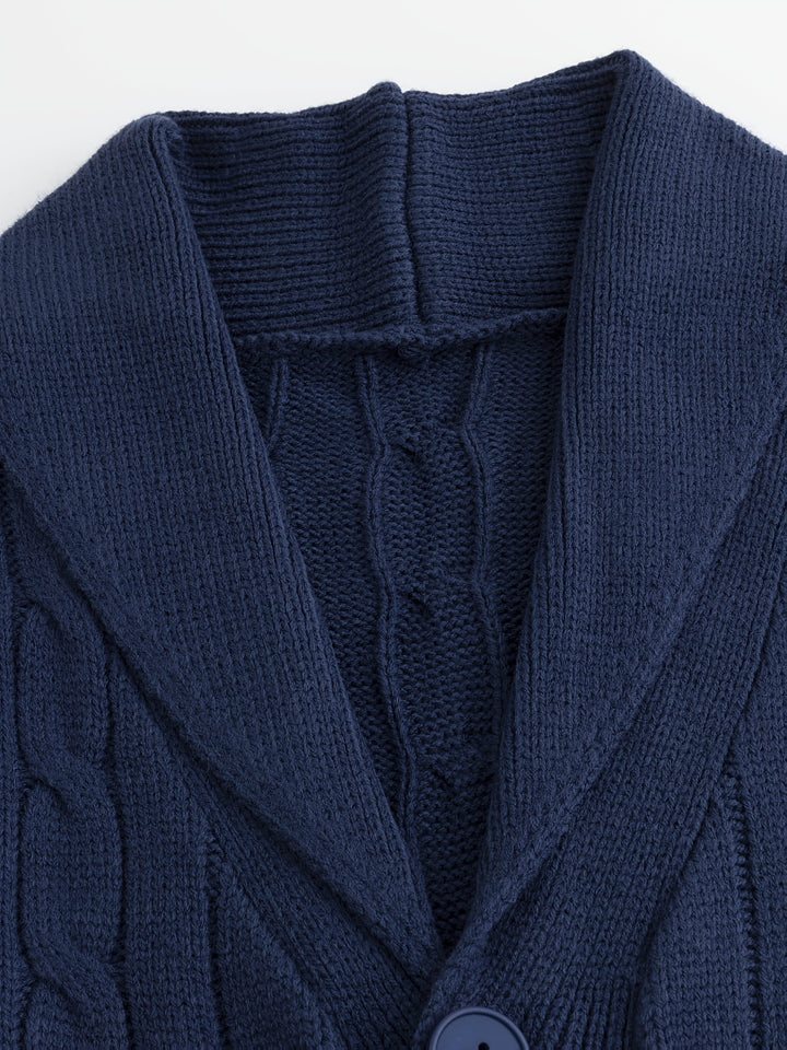Wulfric | Herre striktrøje sjalskrave snonemønster - Navy - Image 2